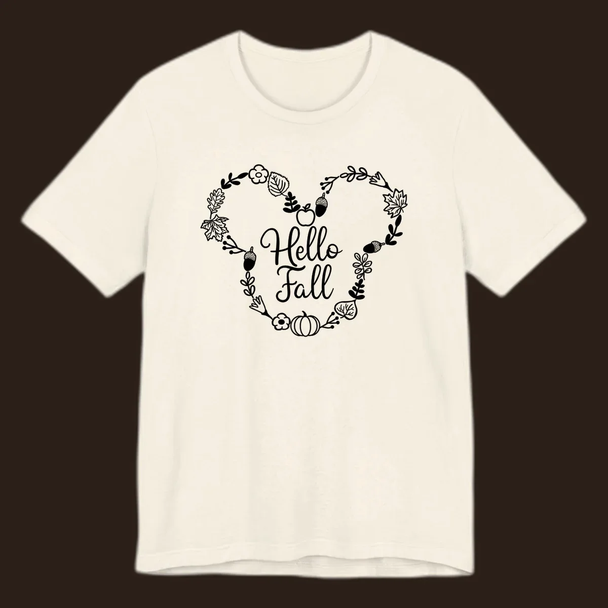 Hello fall heart wreath autumn leaves pumpkin illustration design