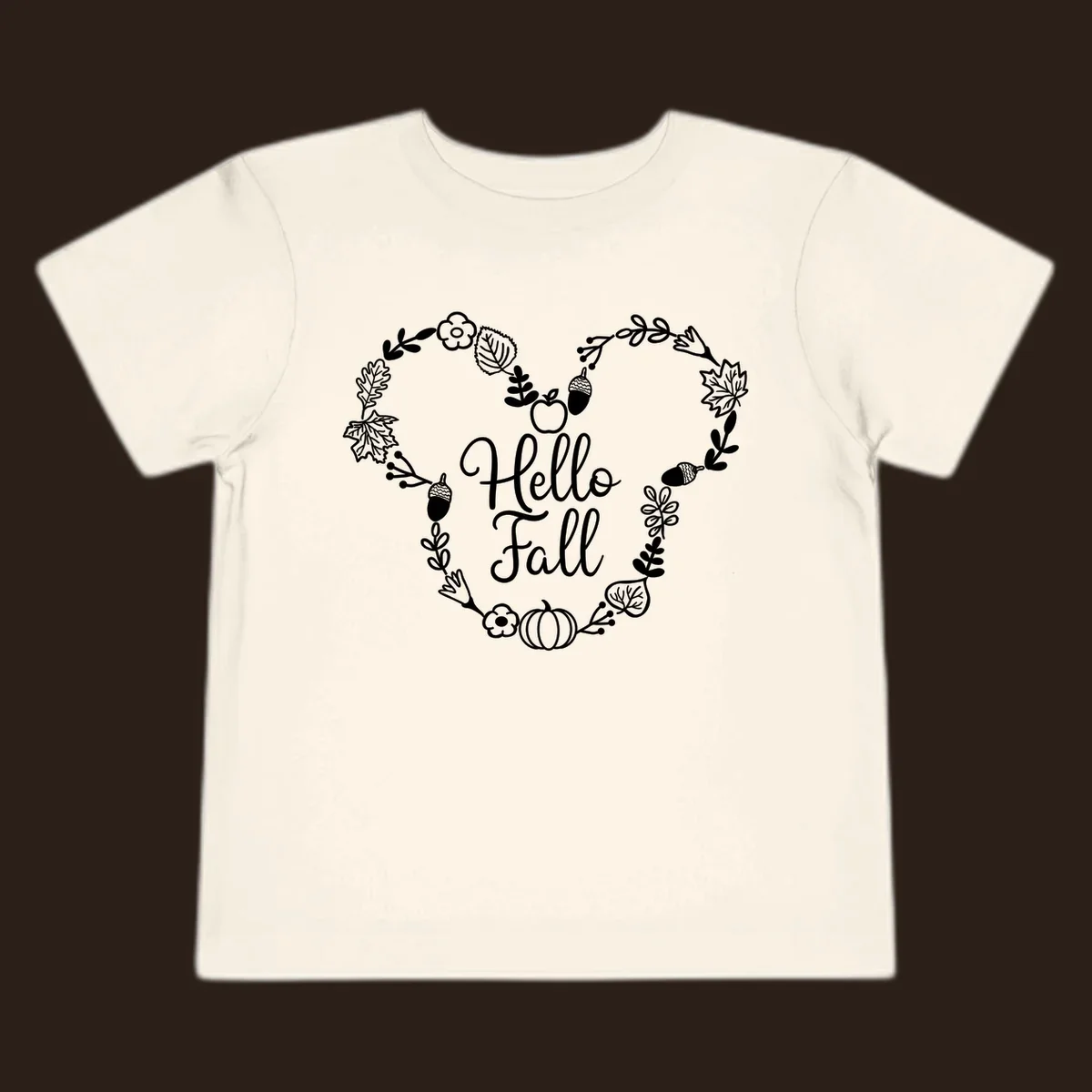Hello fall heart wreath autumn leaves pumpkin illustration design