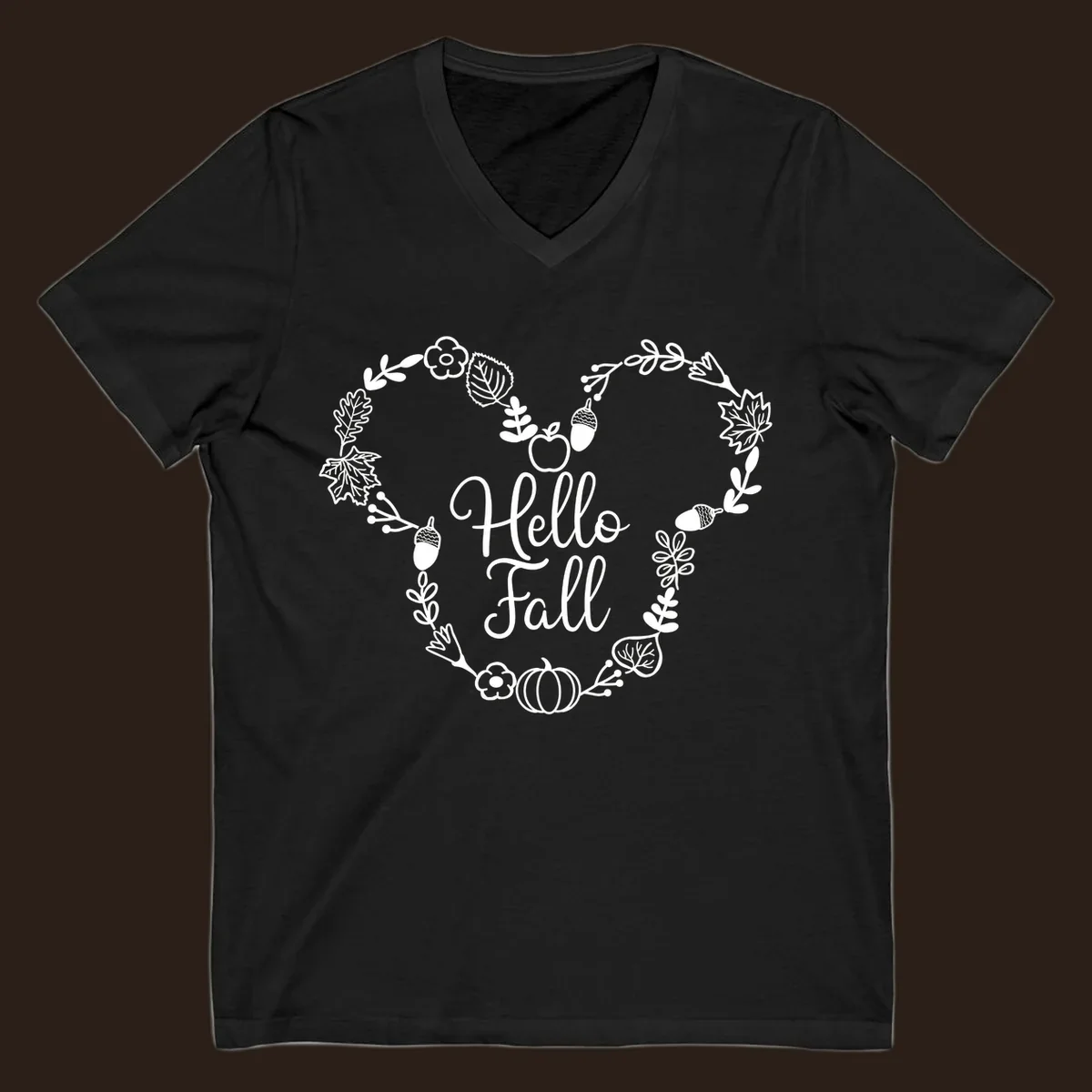 Hello fall heart wreath autumn leaves pumpkin illustration design