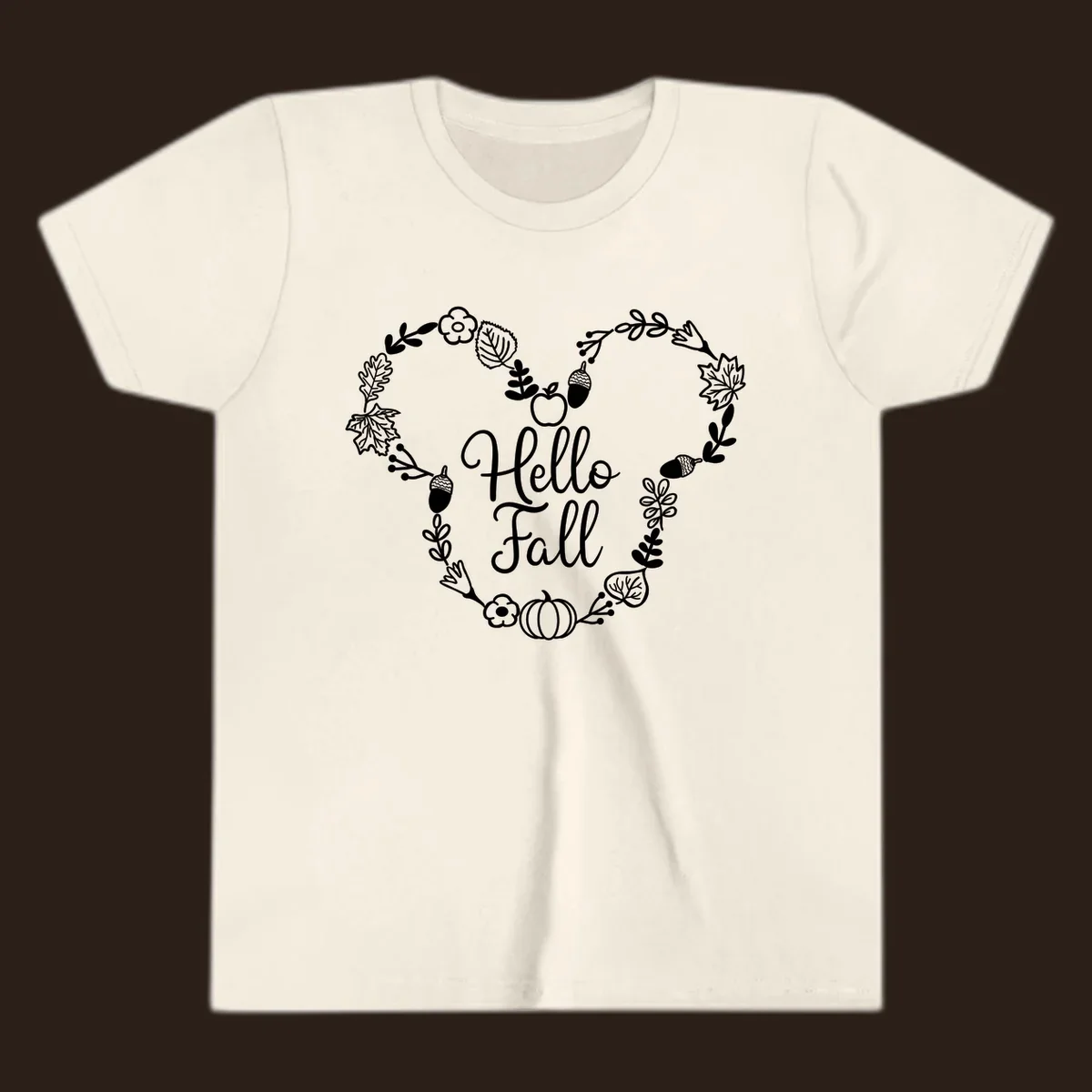 Hello fall heart wreath autumn leaves pumpkin illustration design