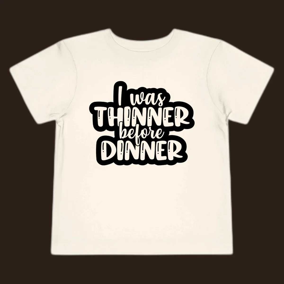 Typography design with the phrase "I was thinner before dinner", perfect for Thanksgiving.