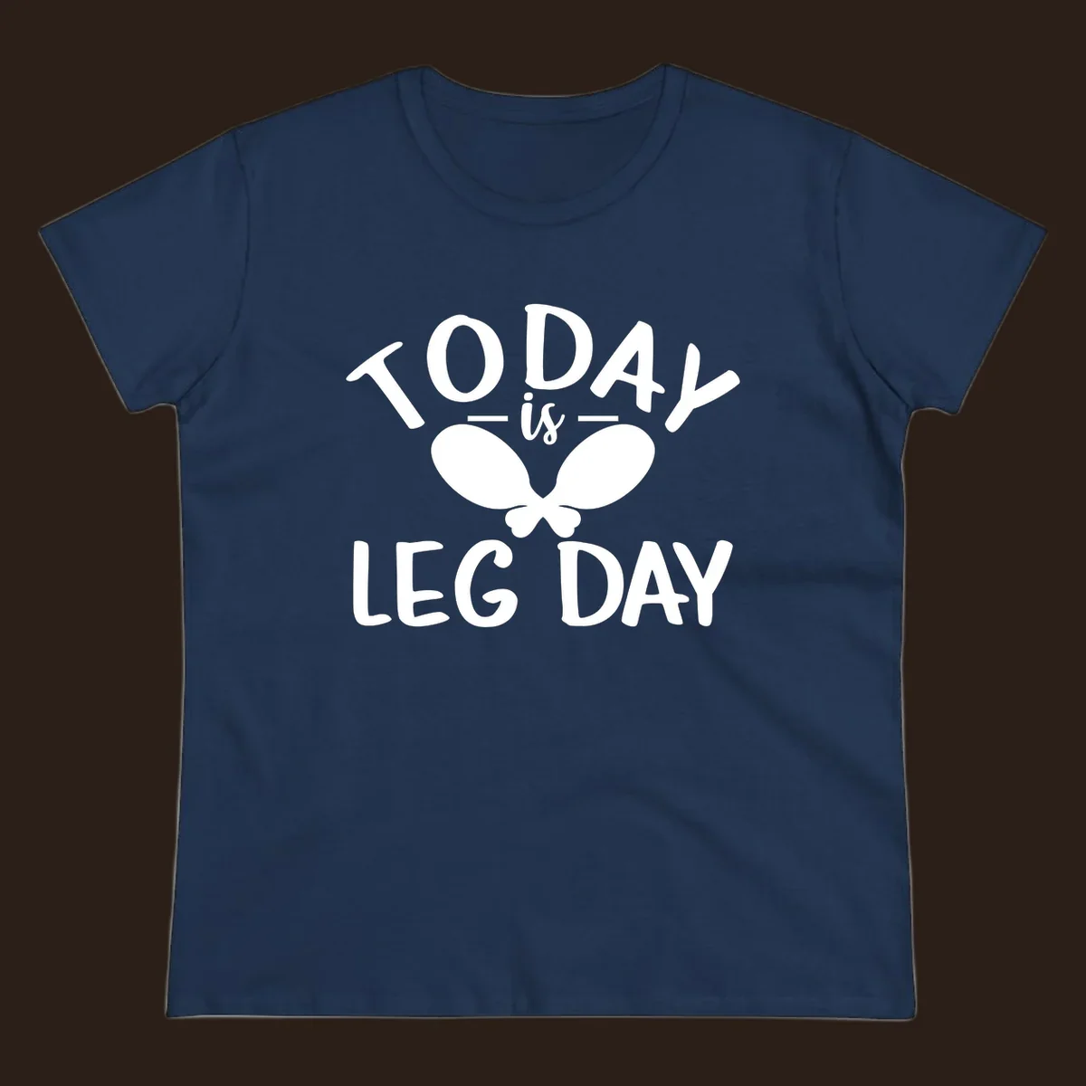 Today is Leg Day funny gym workout quote with chicken legs illustration.