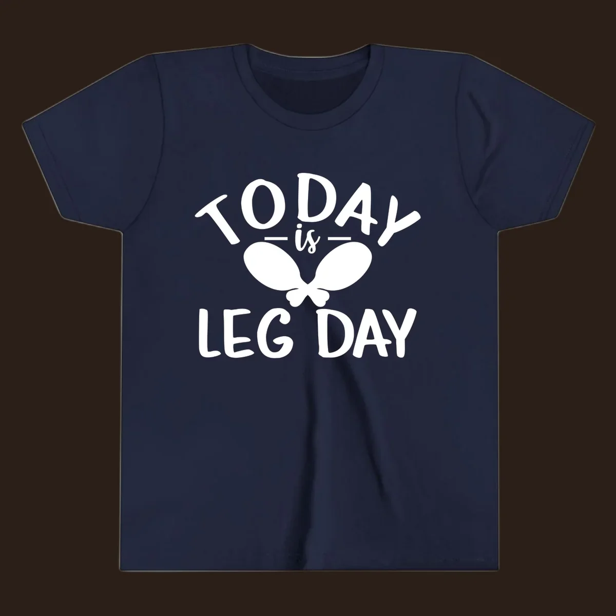 Today is Leg Day funny gym workout quote with chicken legs illustration.