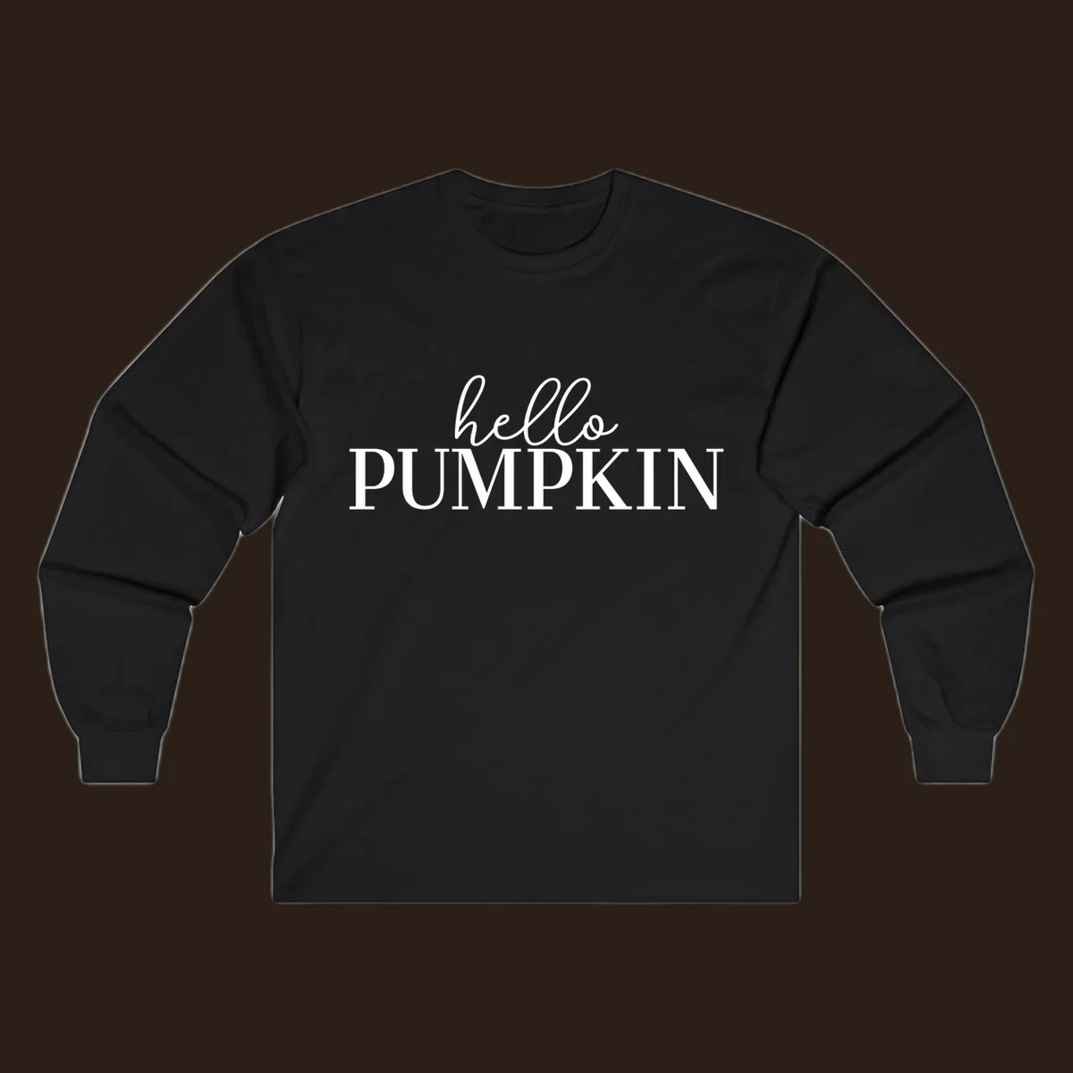White text that says 'hello PUMPKIN' on a black background, perfect for Thanksgiving.