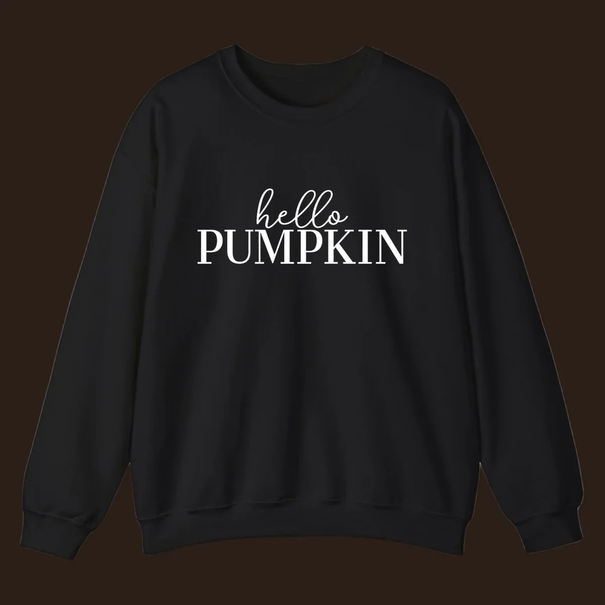 White text that says 'hello PUMPKIN' on a black background, perfect for Thanksgiving.