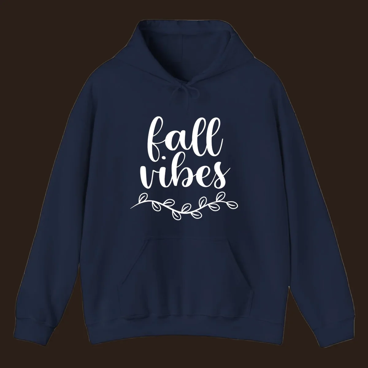 Fall vibes script typography with leaves design