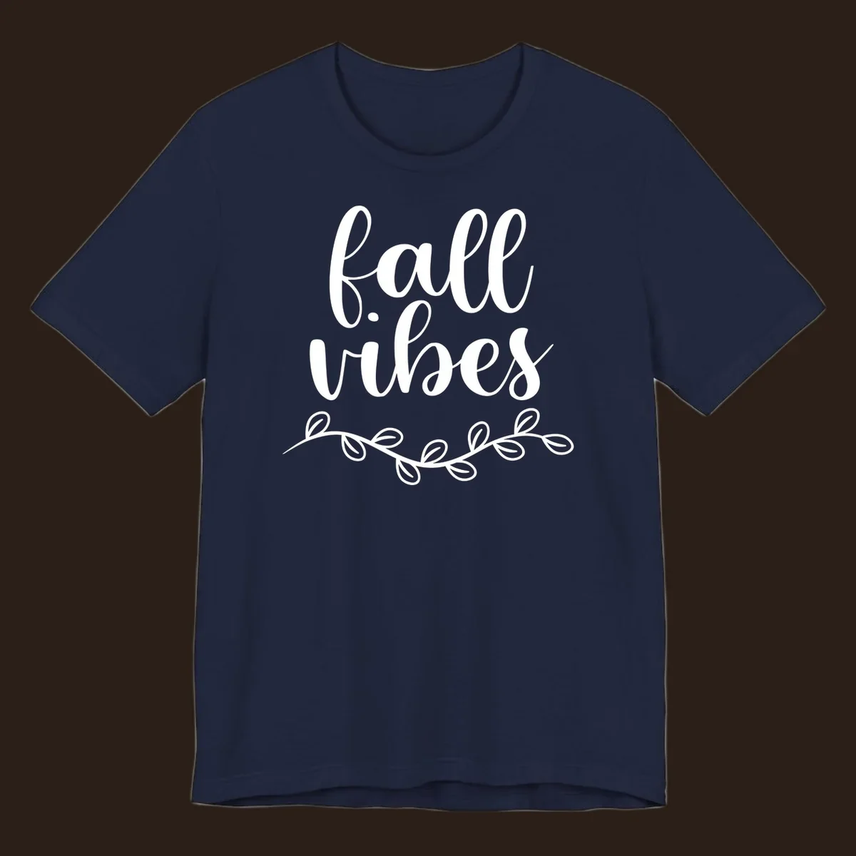 Fall vibes script typography with leaves design