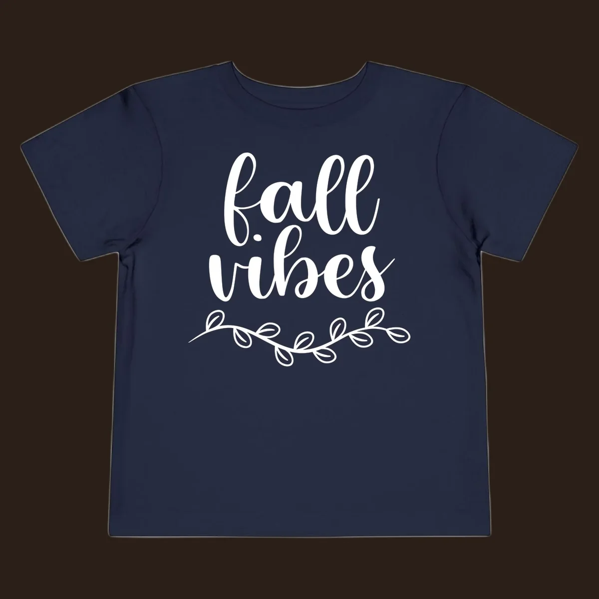 Fall vibes script typography with leaves design