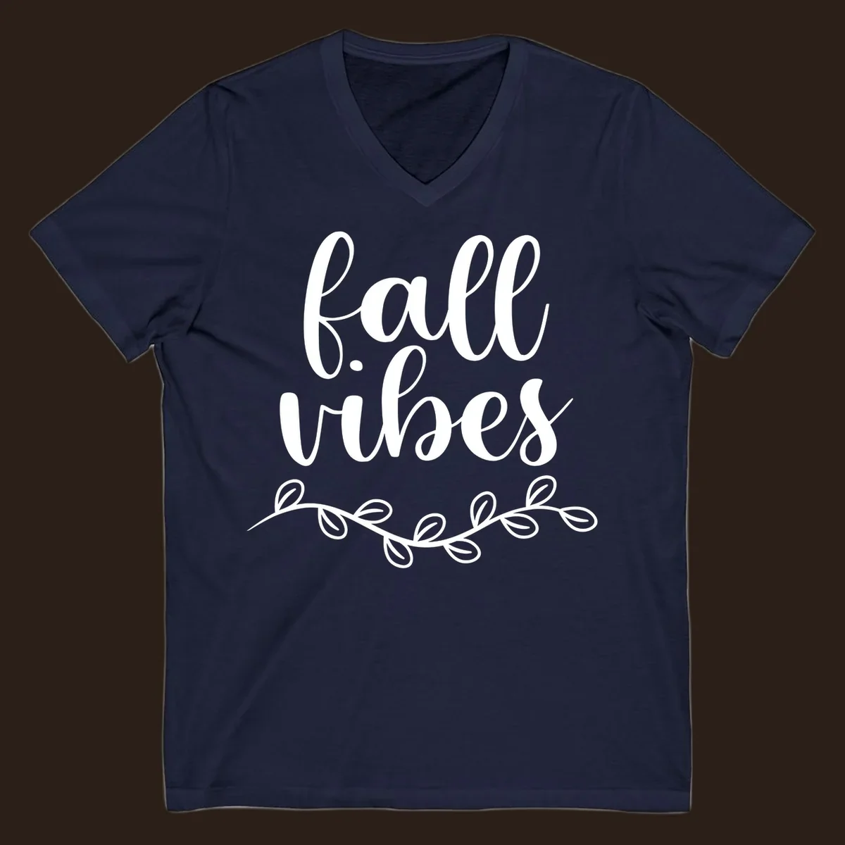 Fall vibes script typography with leaves design