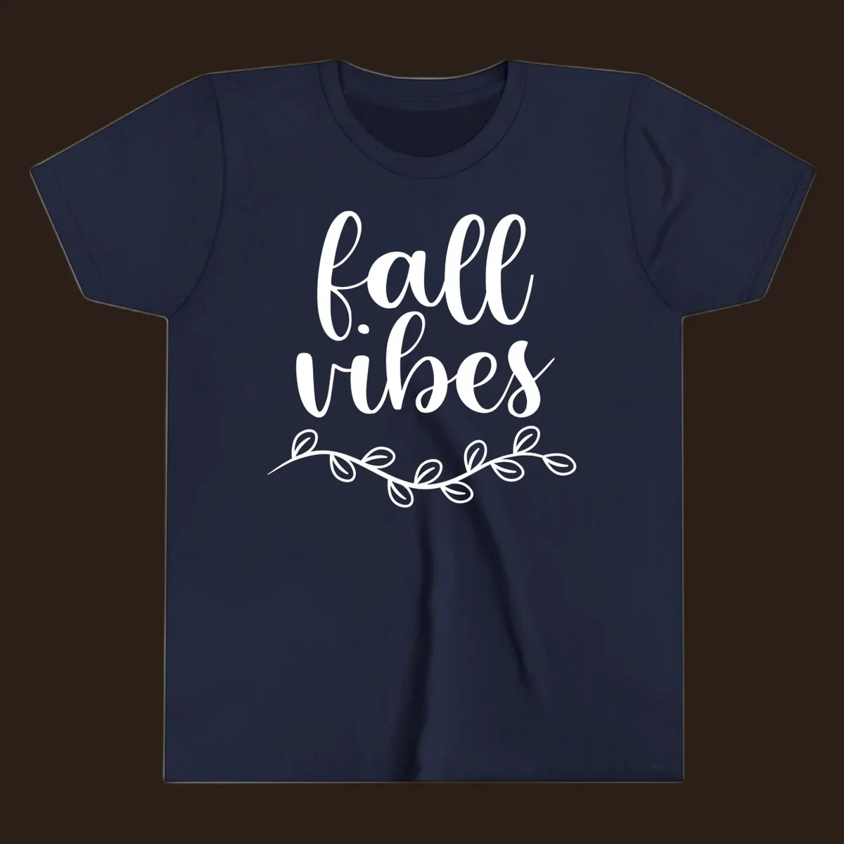 Fall vibes script typography with leaves design
