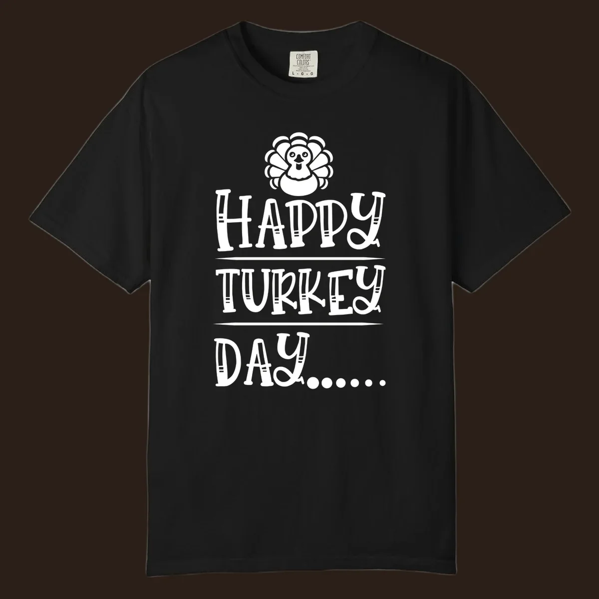 Happy Turkey Day cartoon turkey illustration and text.