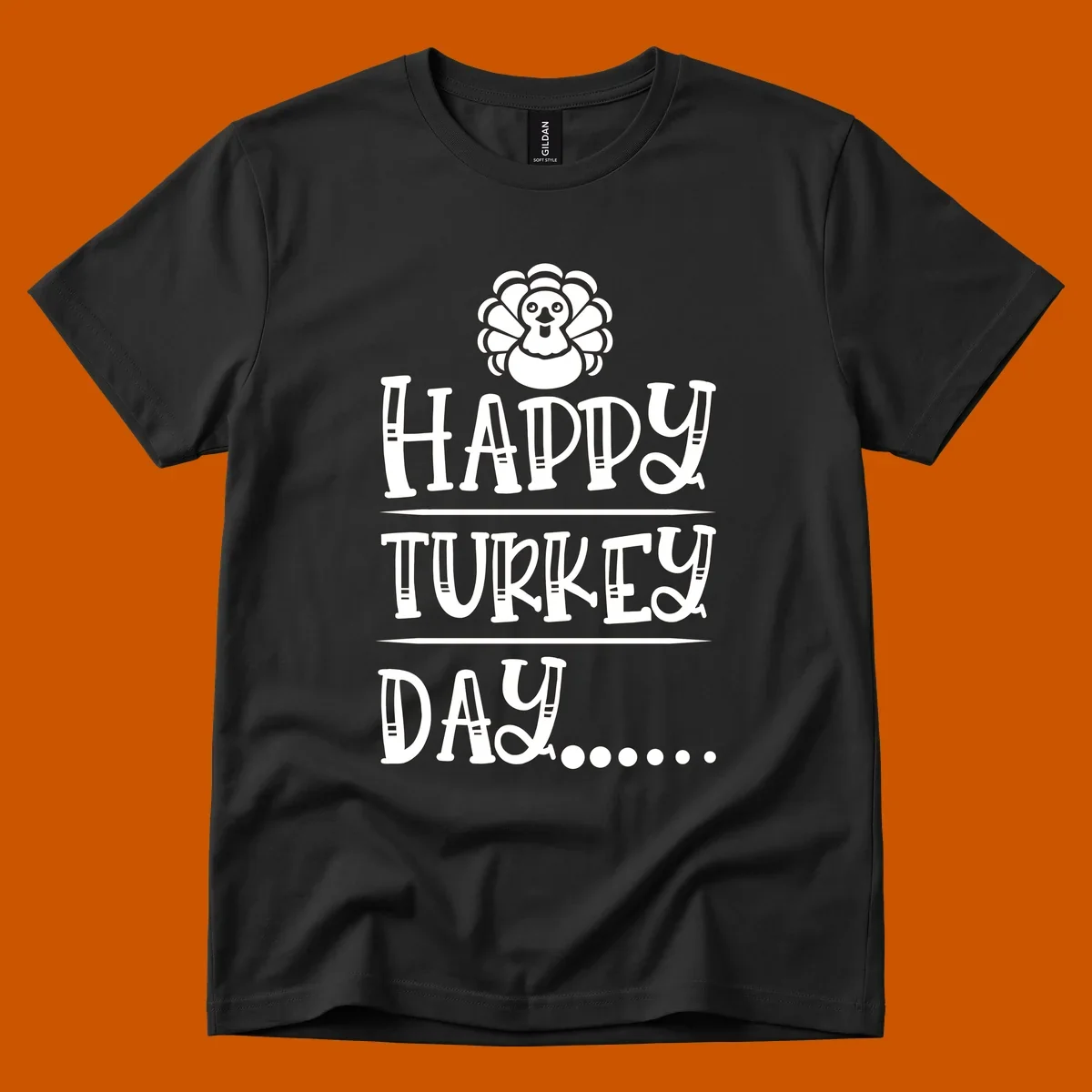 Happy Turkey Day cartoon turkey illustration and text.