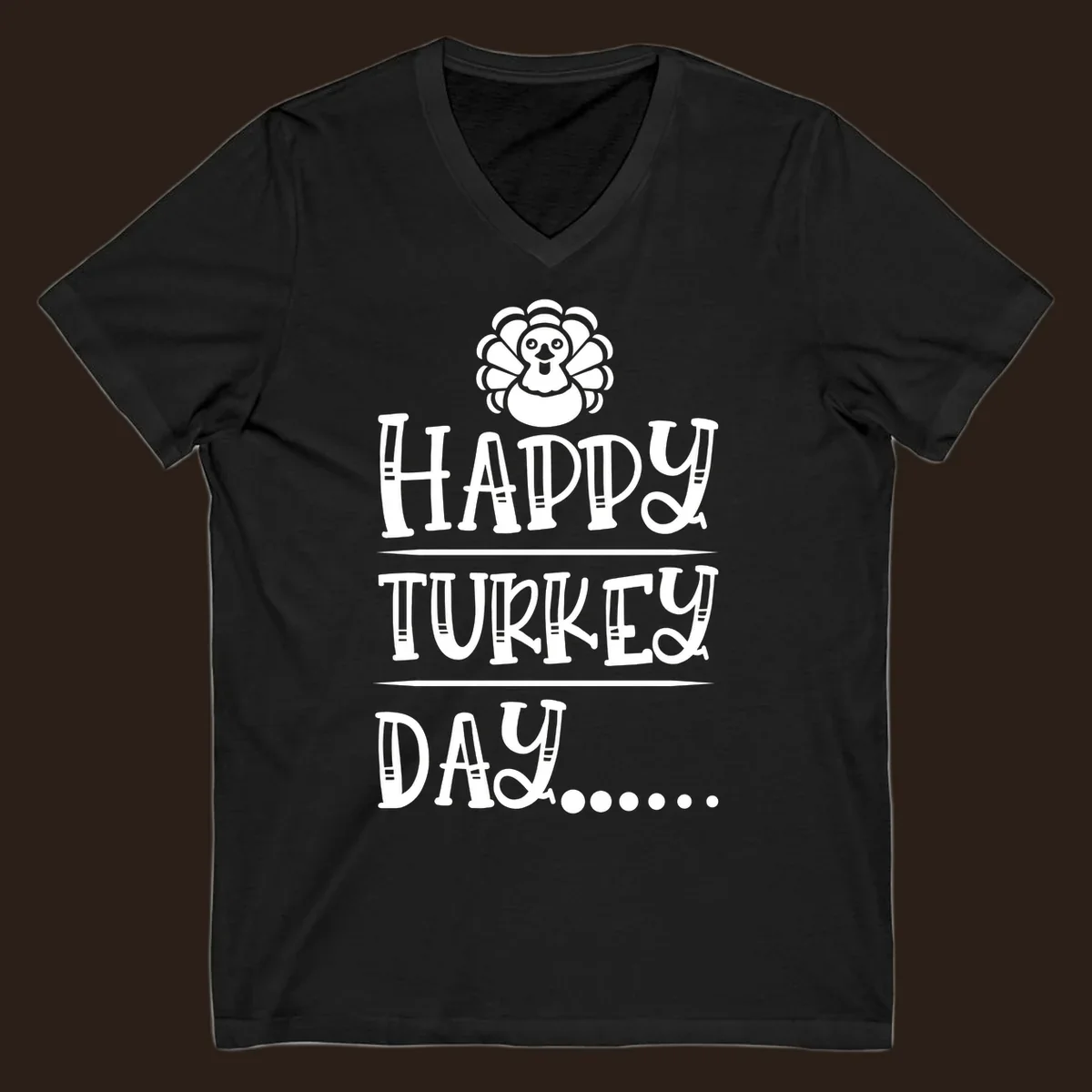 Happy Turkey Day cartoon turkey illustration and text.