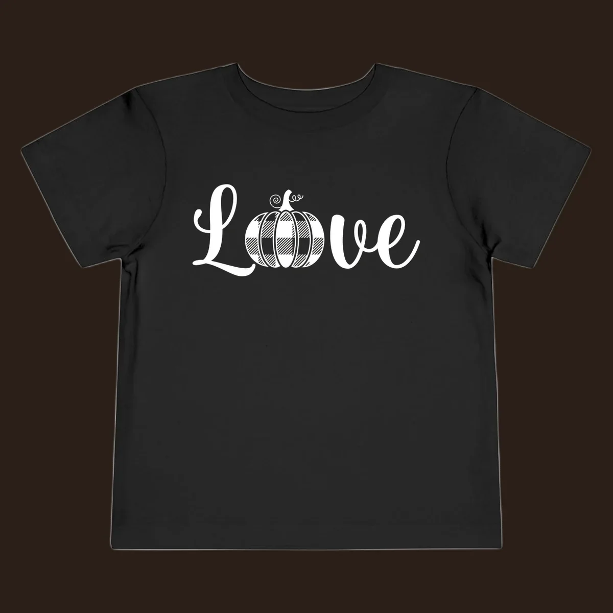Love pumpkin buffalo plaid script text design.