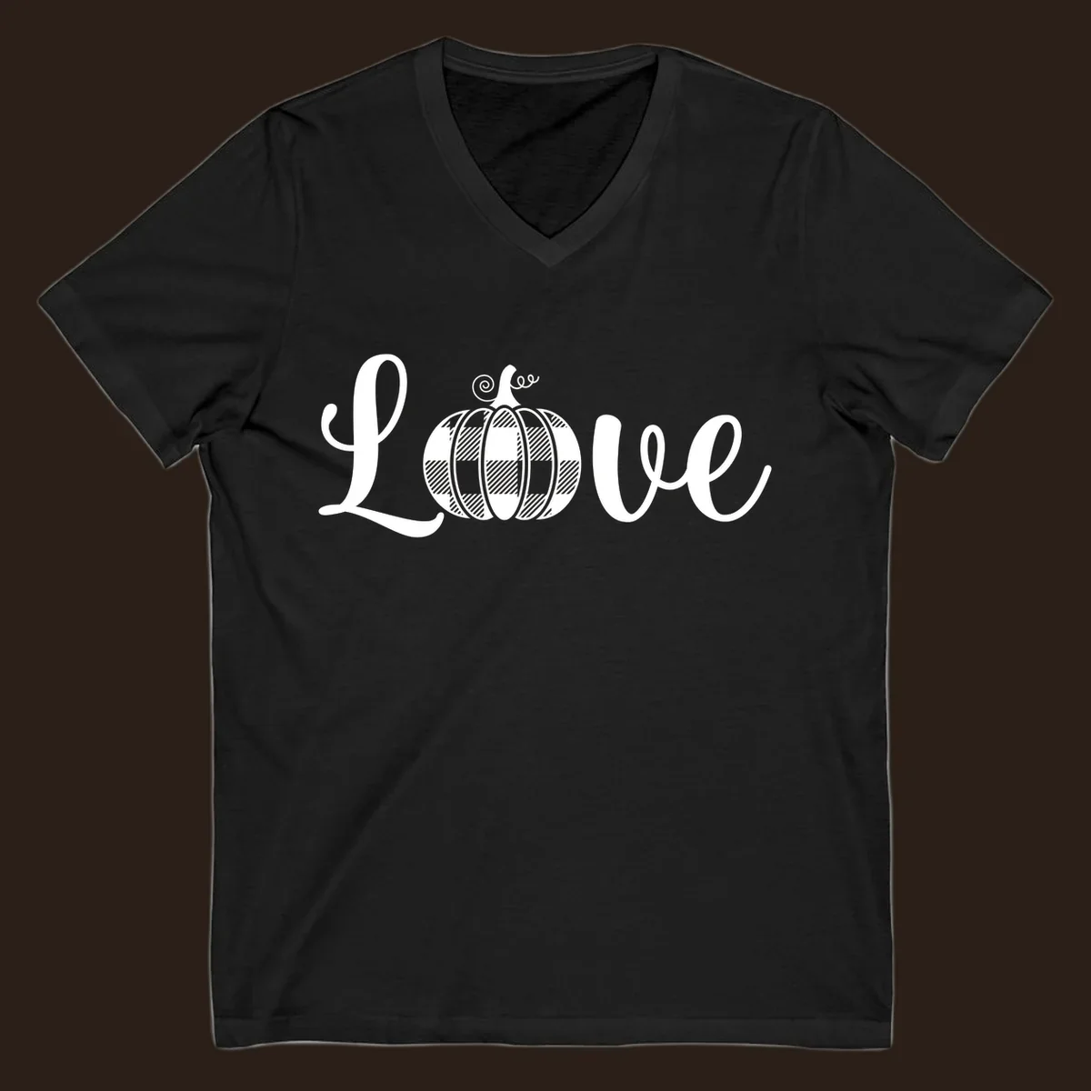 Love pumpkin buffalo plaid script text design.