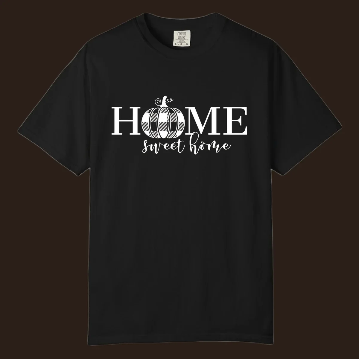 Home Sweet Home buffalo plaid pumpkin design