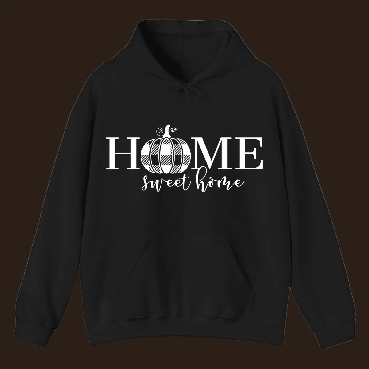 Home Sweet Home buffalo plaid pumpkin design