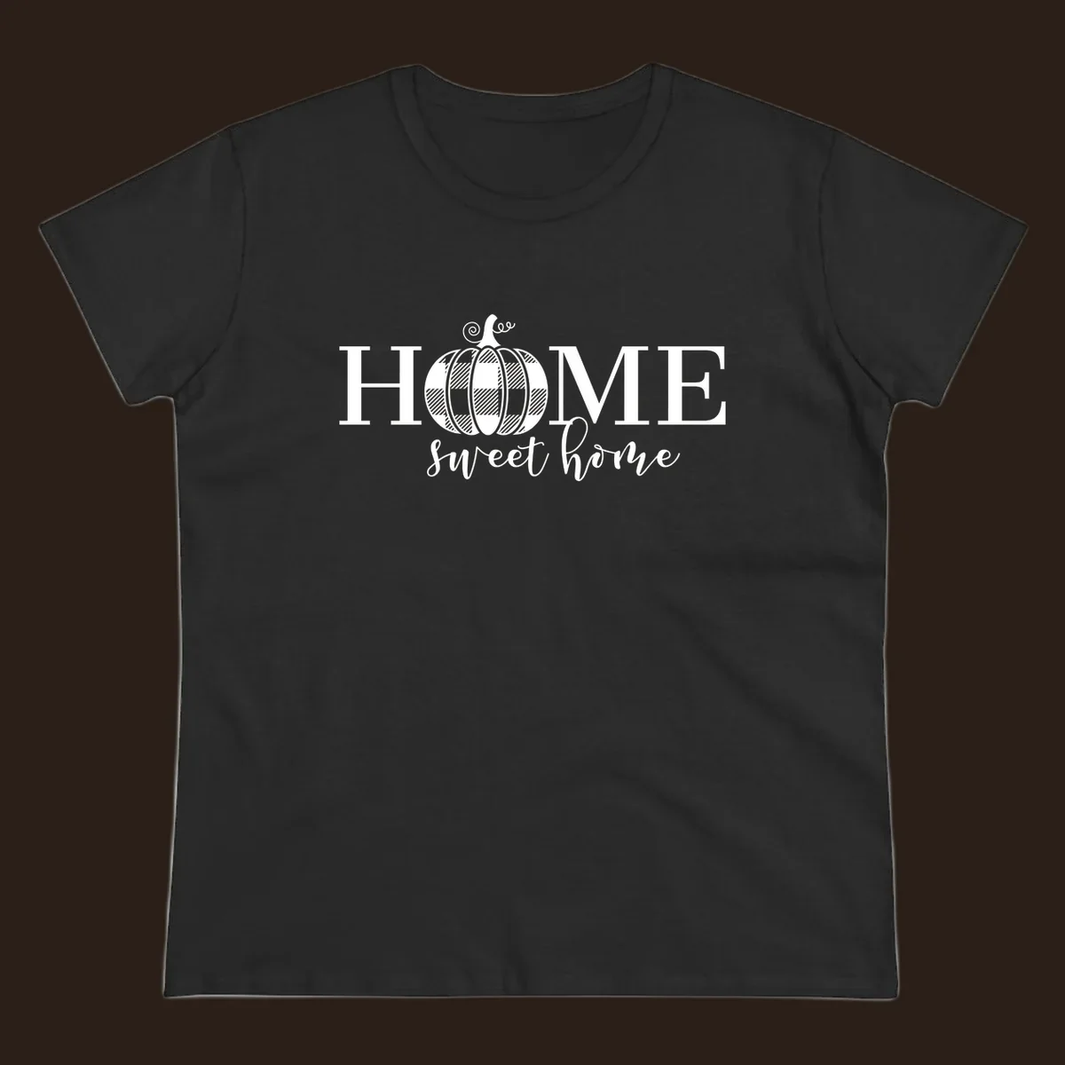 Home Sweet Home buffalo plaid pumpkin design