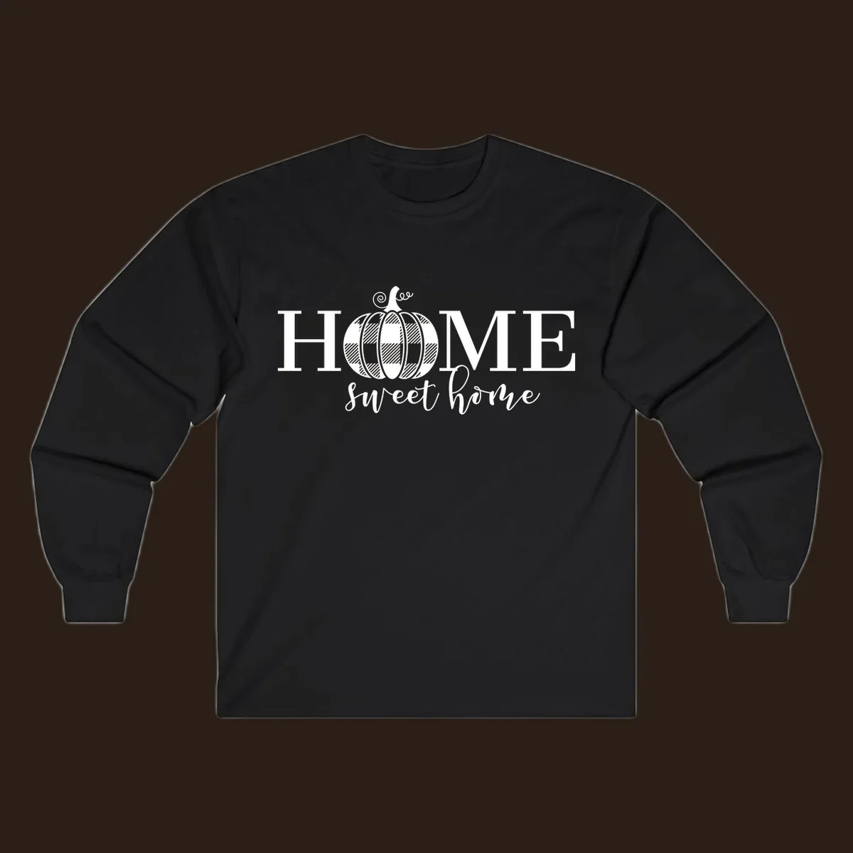 Home Sweet Home buffalo plaid pumpkin design