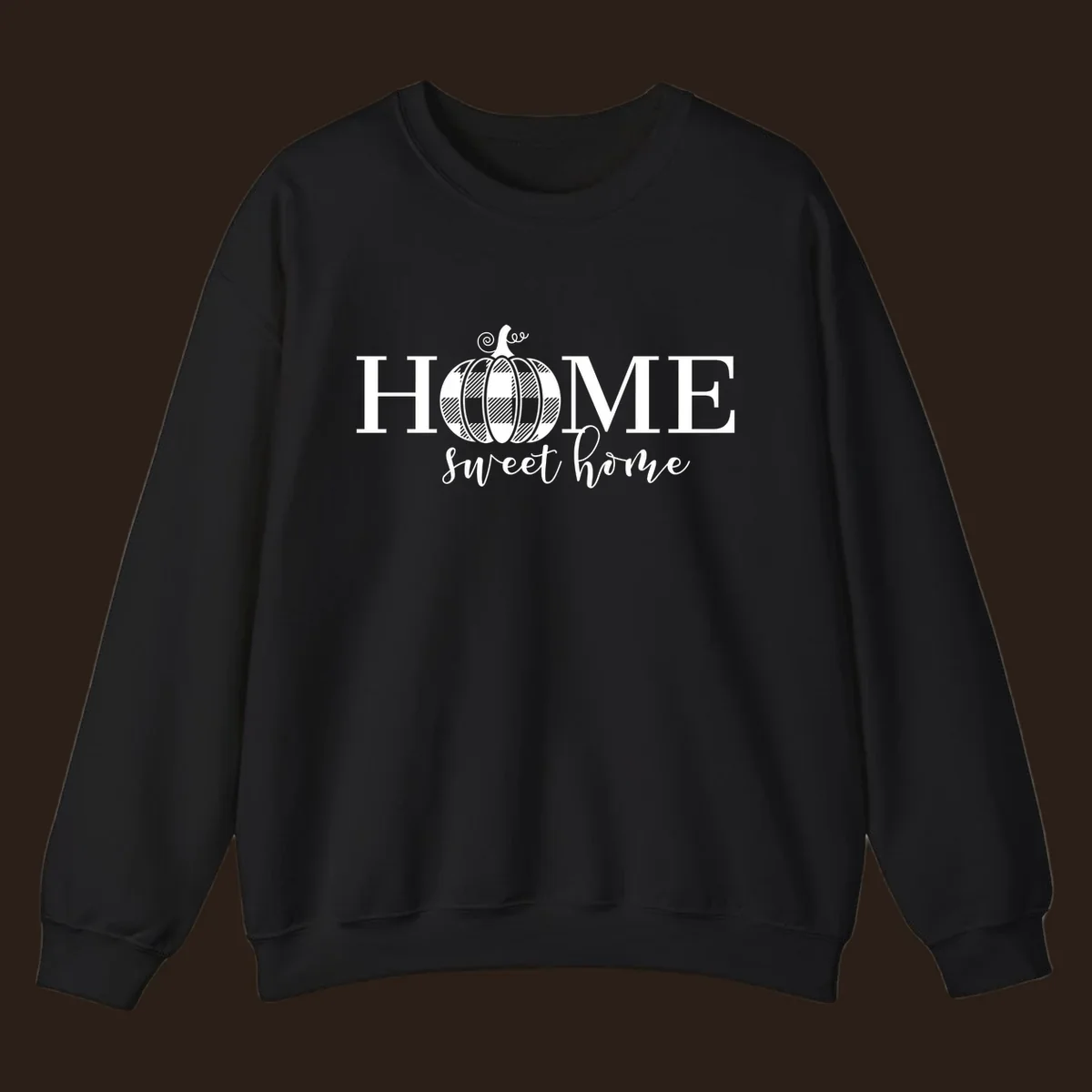 Home Sweet Home buffalo plaid pumpkin design