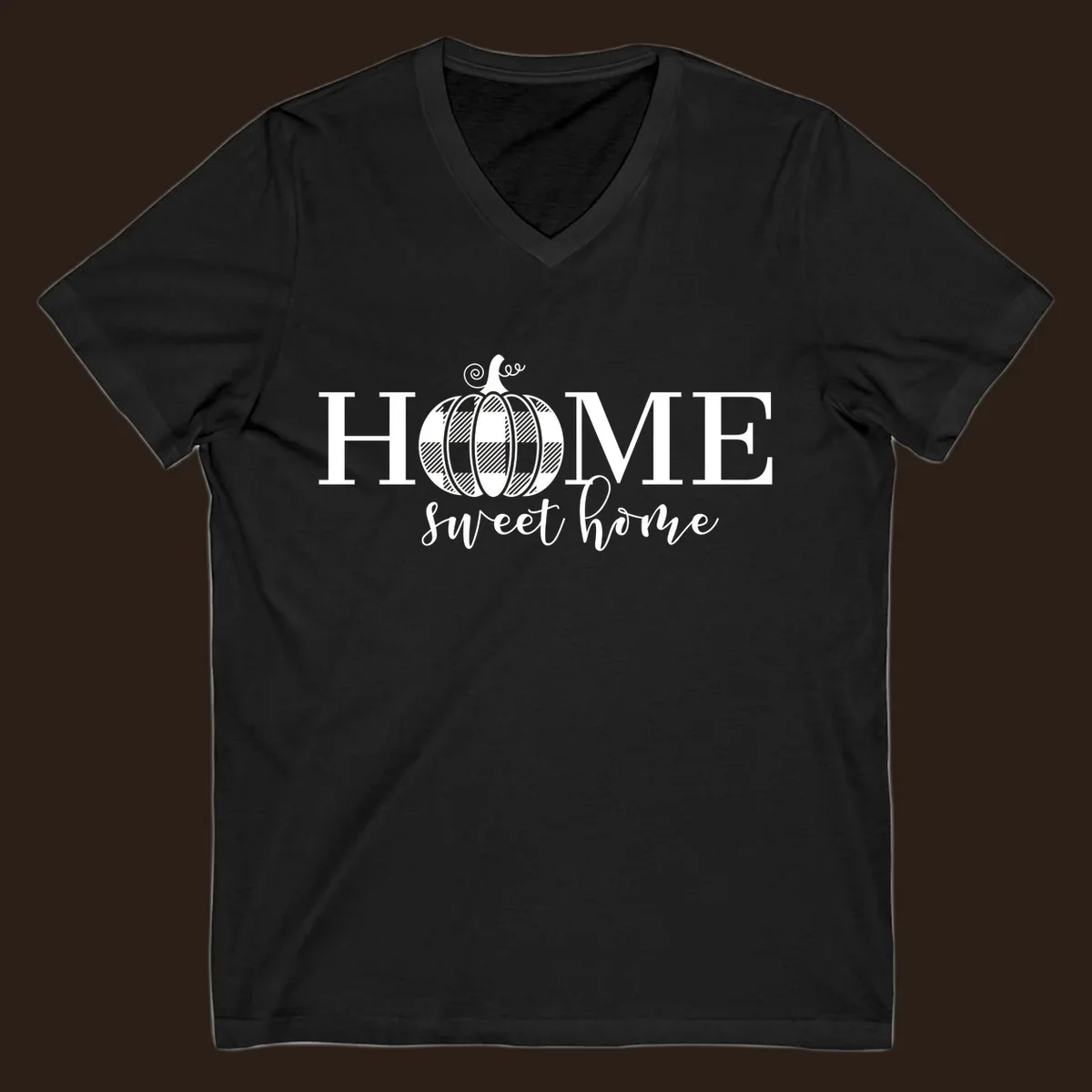 Home Sweet Home buffalo plaid pumpkin design