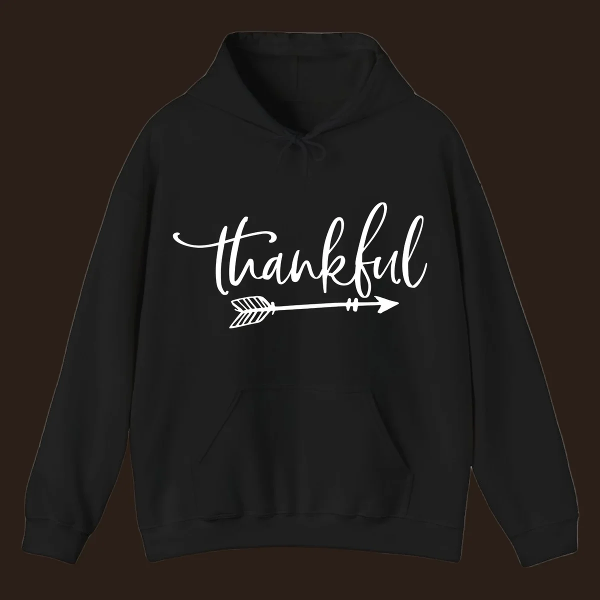 Thankful text with an arrow graphic, Thanksgiving theme.