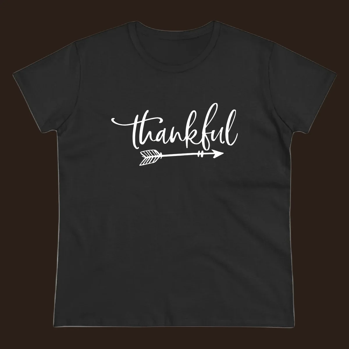 Thankful text with an arrow graphic, Thanksgiving theme.