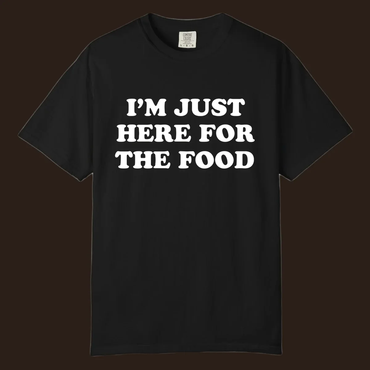 I'm Just Here For The Food thanksgiving text design in white on black