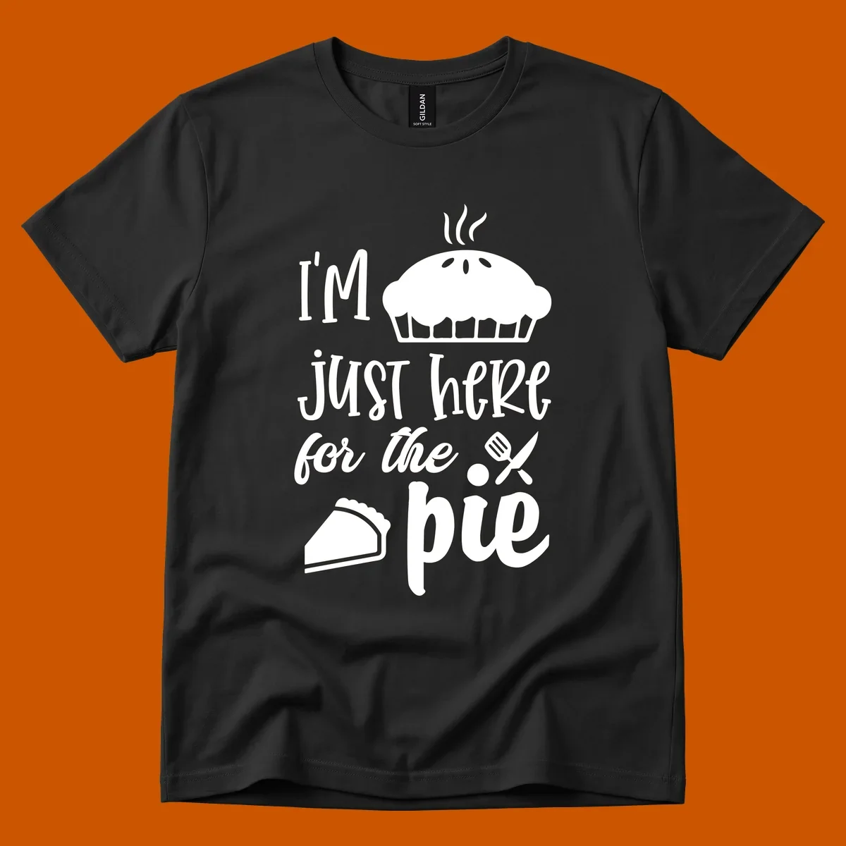 Just here for pie phrase with pie illustrations for Thanksgiving shirt