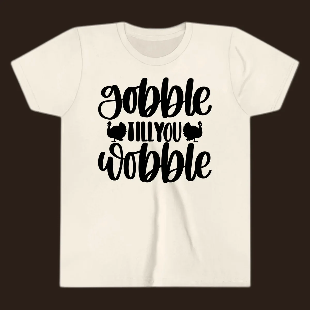 Gobble till you wobble text with turkey illustrations, Thanksgiving design.