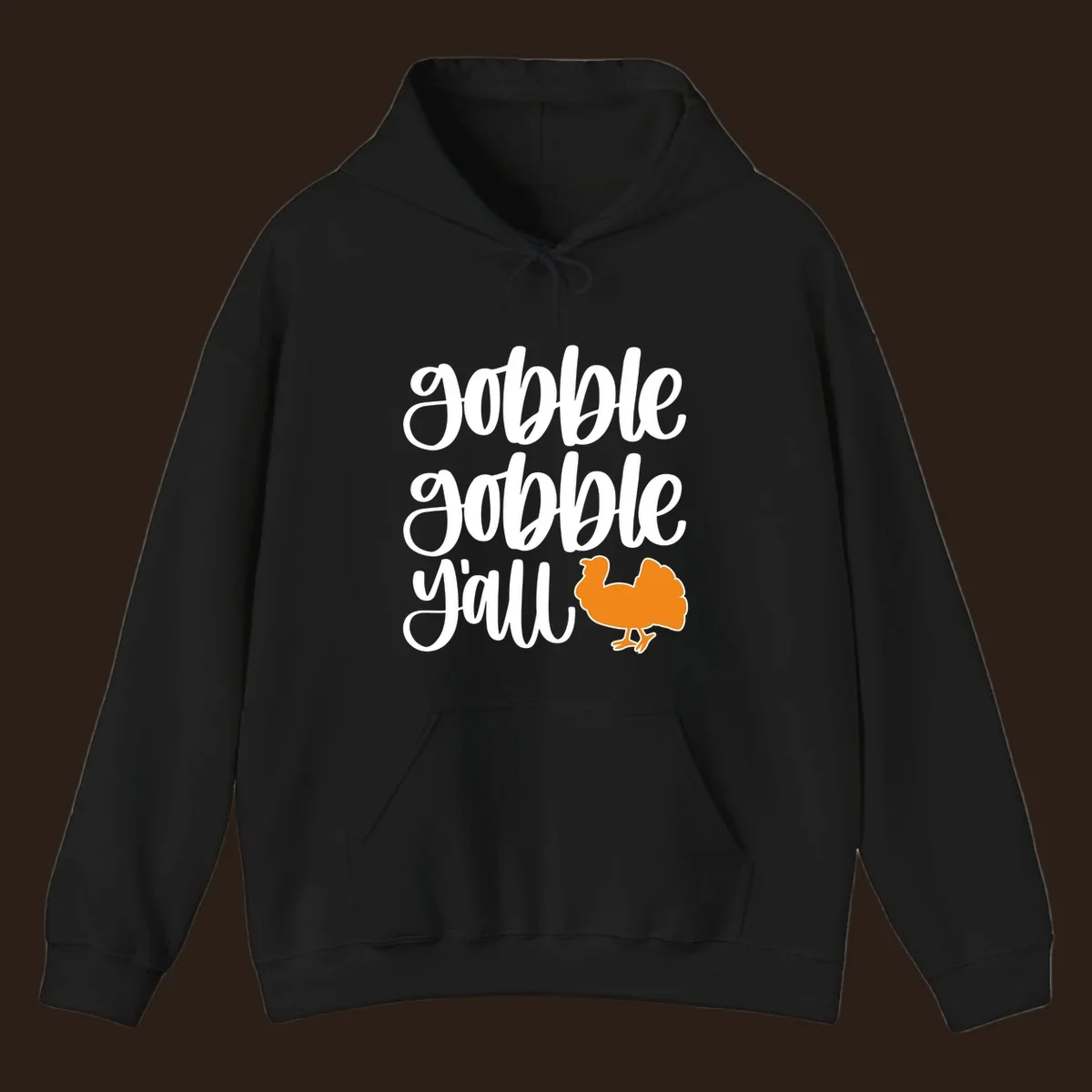 Gobble gobble y'all text with a turkey illustration, gobble-gobble-turkey Thanksgiving design.