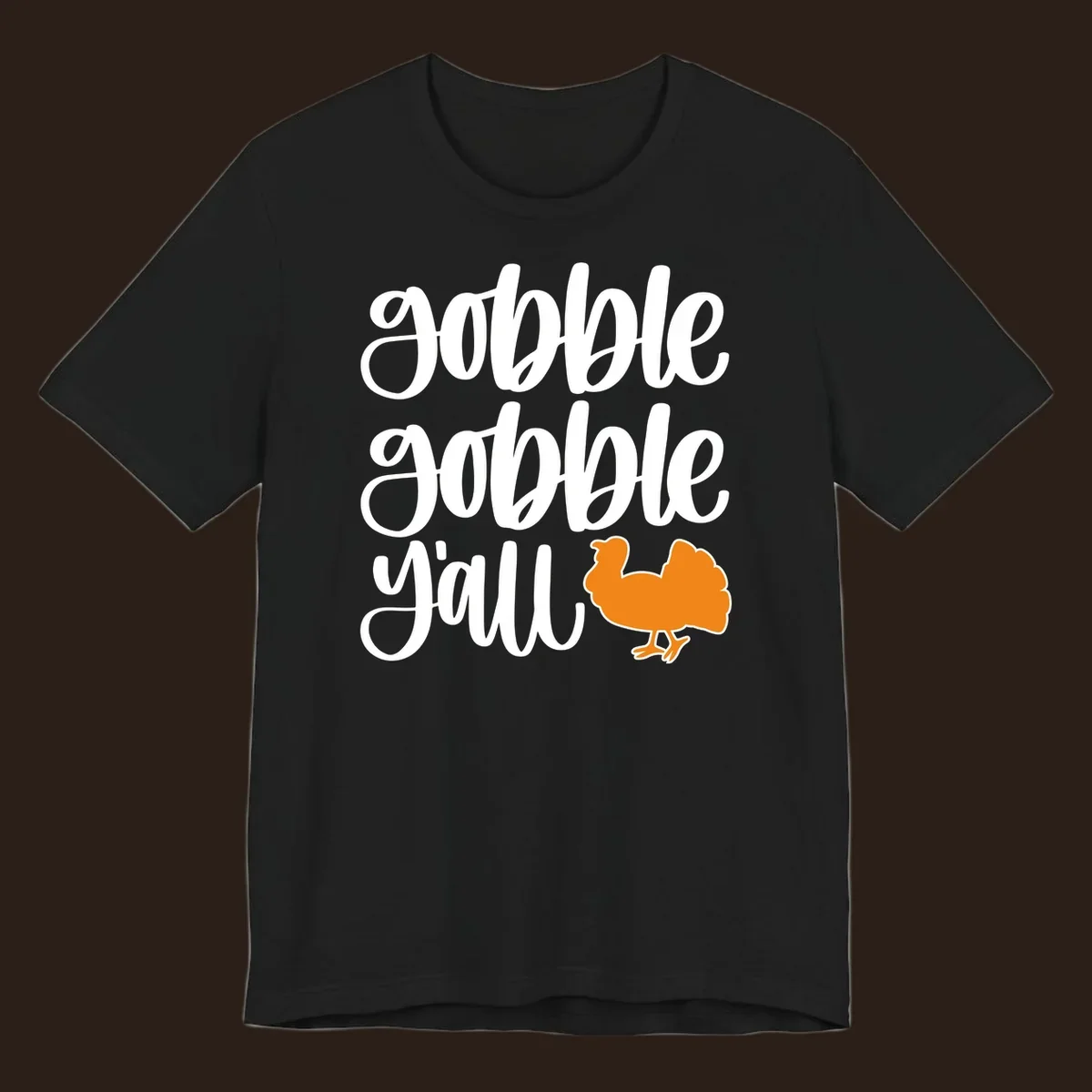 Gobble gobble y'all text with a turkey illustration, gobble-gobble-turkey Thanksgiving design.