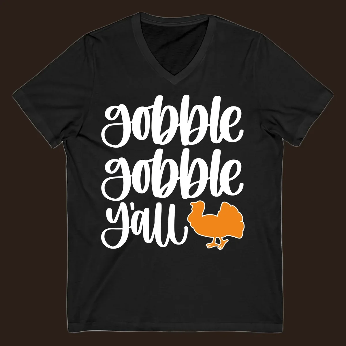 Gobble gobble y'all text with a turkey illustration, gobble-gobble-turkey Thanksgiving design.