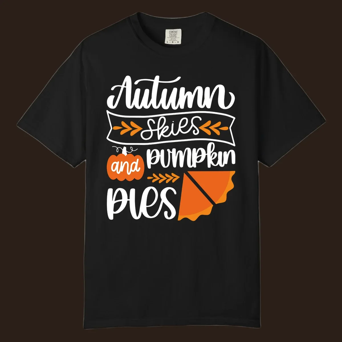 Autumn skies and pumpkin pies text and illustrations for fall season
