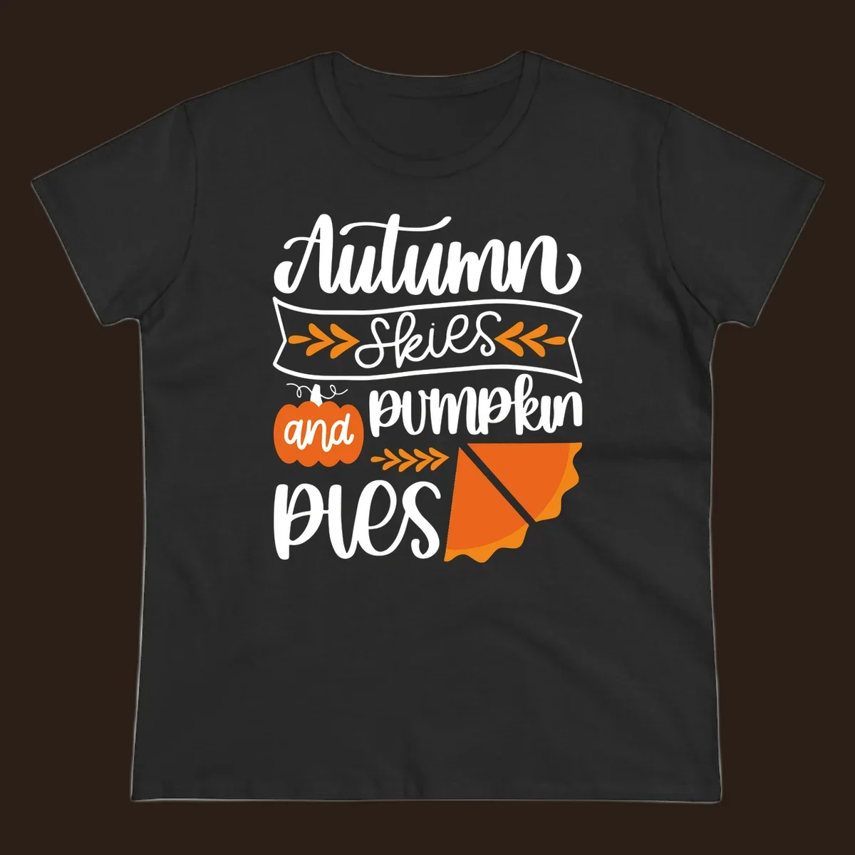 Autumn skies and pumpkin pies text and illustrations for fall season