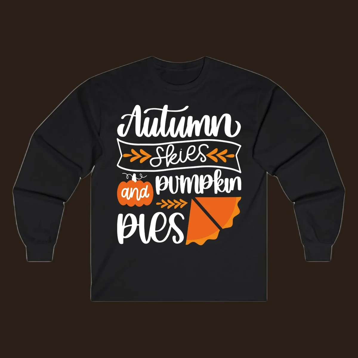 Autumn skies and pumpkin pies text and illustrations for fall season