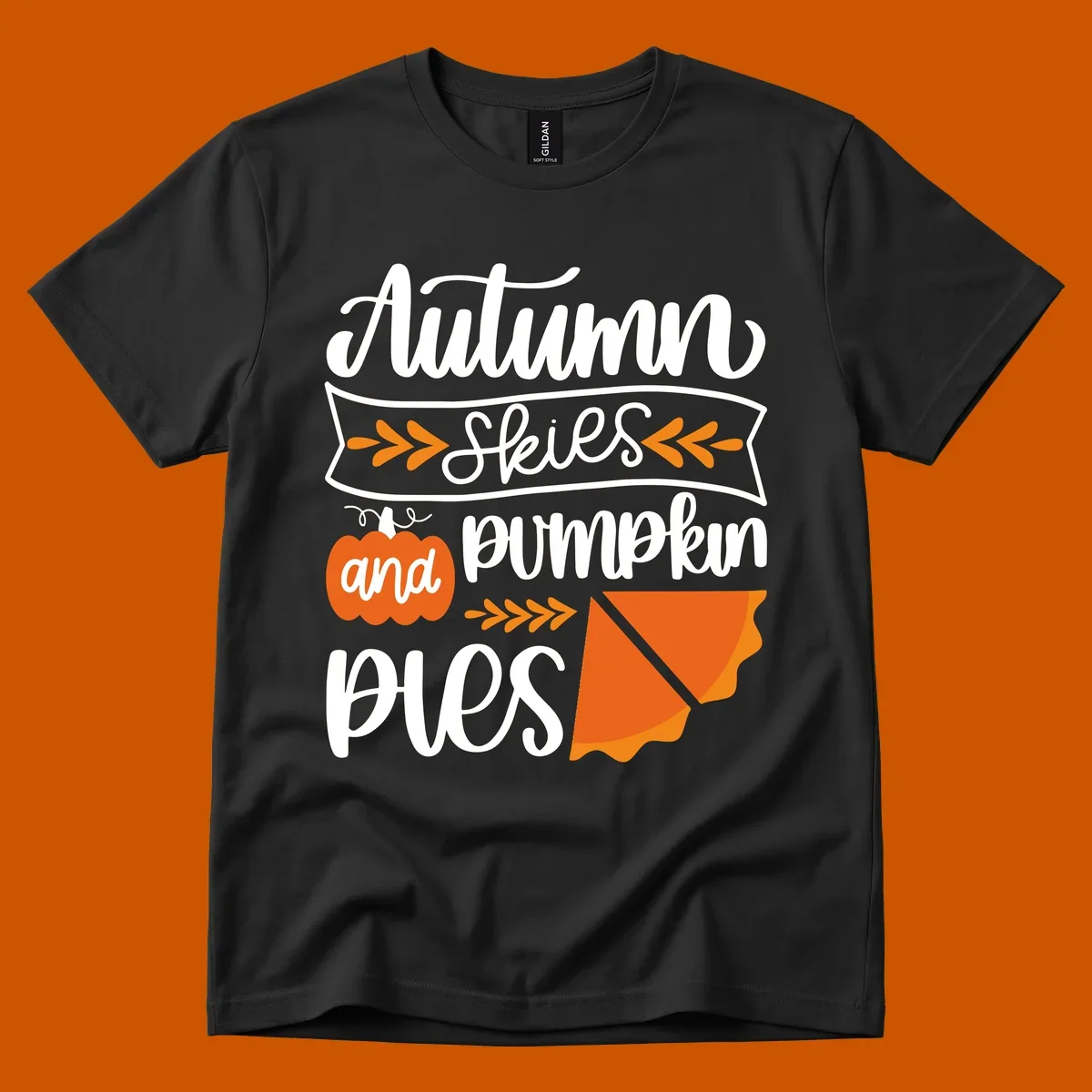Autumn skies and pumpkin pies text and illustrations for fall season