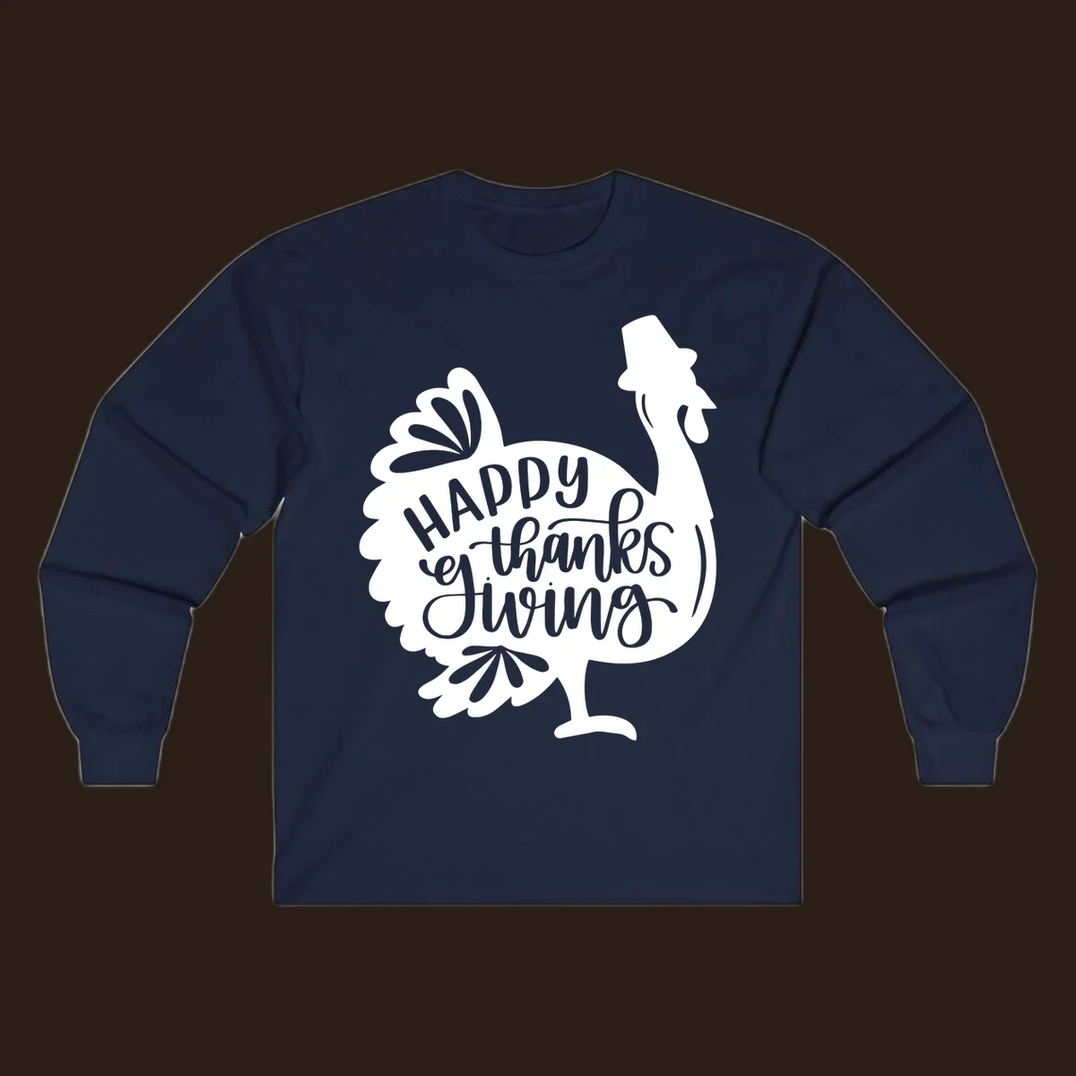 Happy Thanksgiving turkey illustration with typography for family dinner shirt.