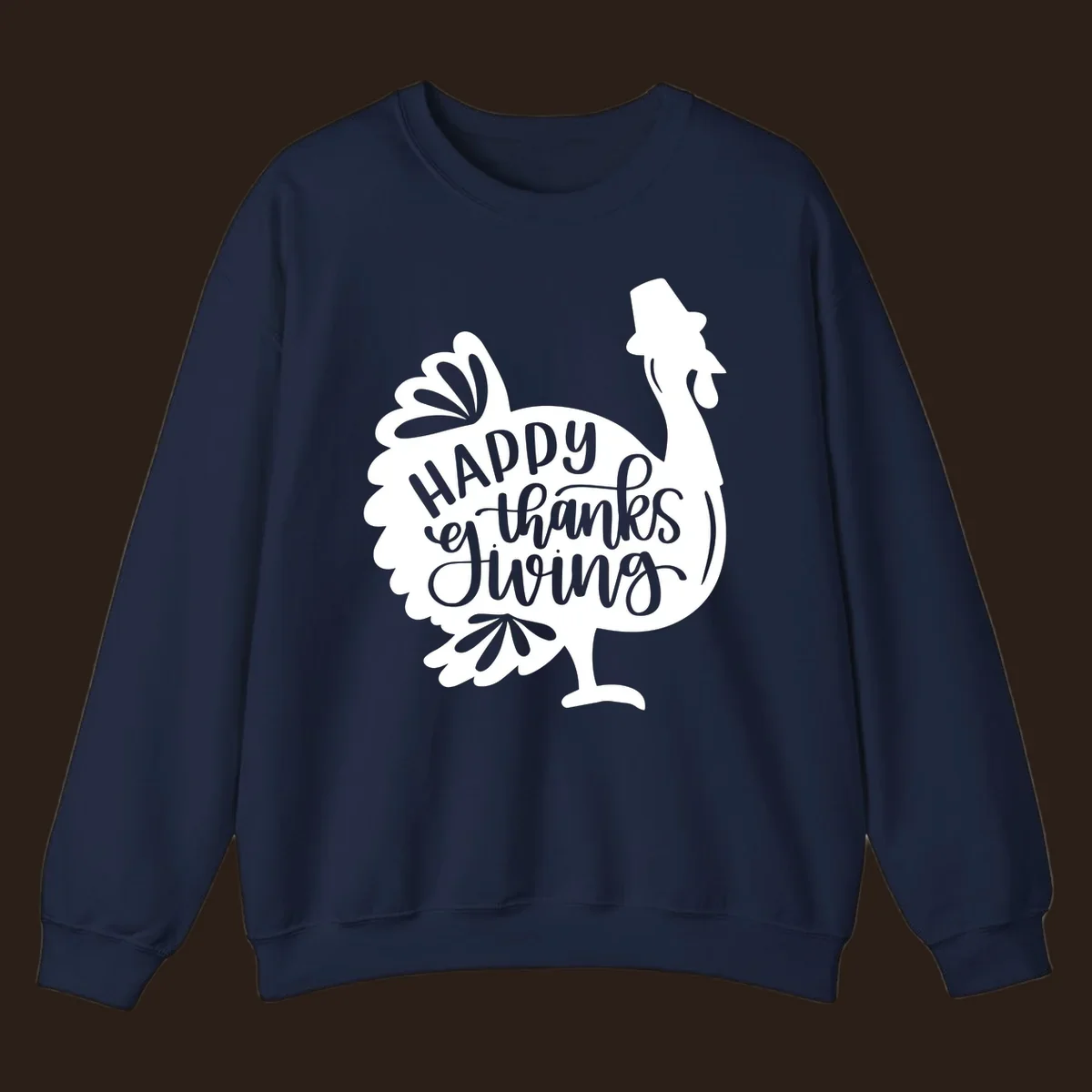 Happy Thanksgiving turkey illustration with typography for family dinner shirt.