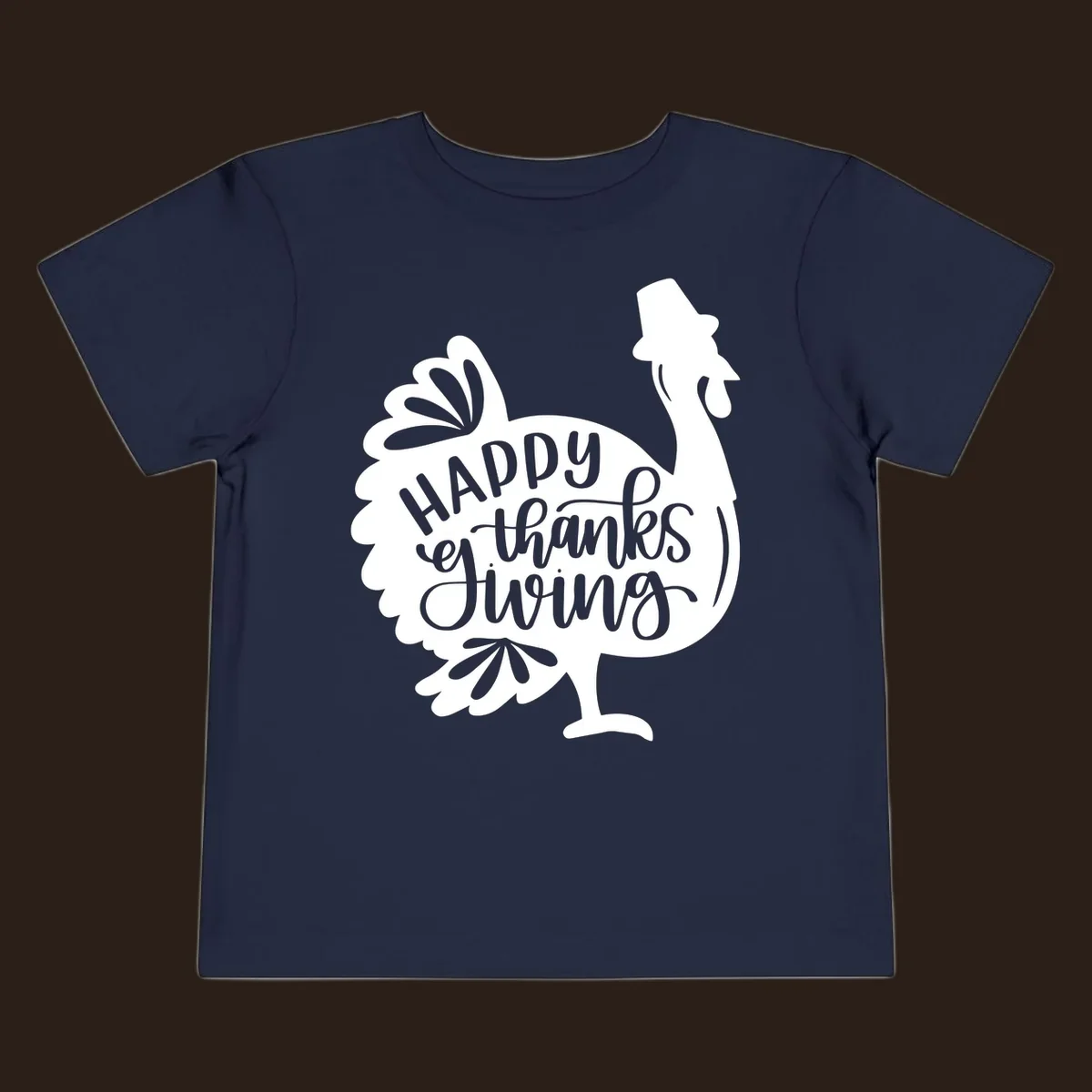 Happy Thanksgiving turkey illustration with typography for family dinner shirt.
