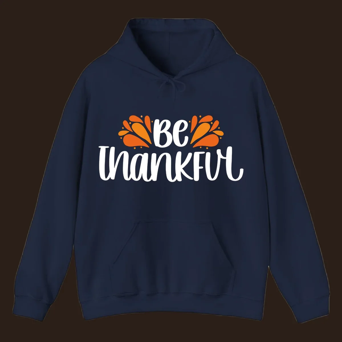 Be Thankful fall leaves typography design