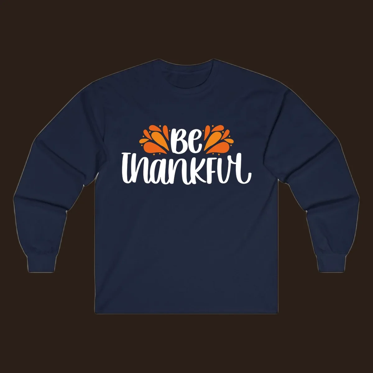 Be Thankful fall leaves typography design