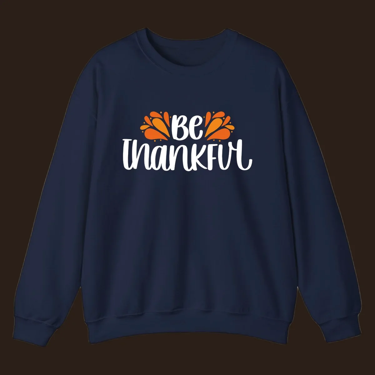 Be Thankful fall leaves typography design