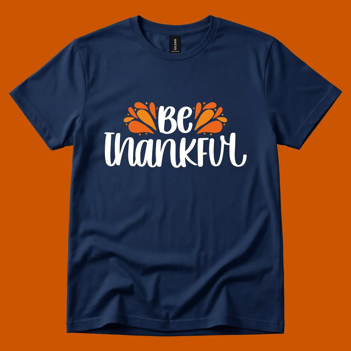 Be Thankful fall leaves typography design