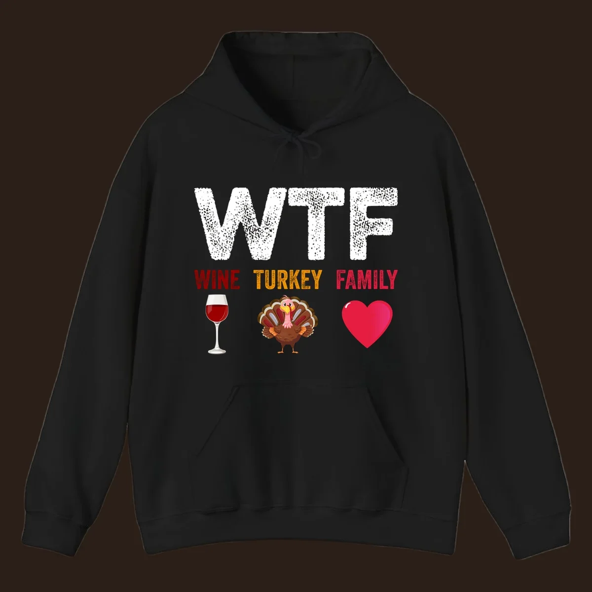 WTF Wine Turkey Family Thanksgiving design with wine glass, turkey, and heart. wtf-thanksgiving-wine.