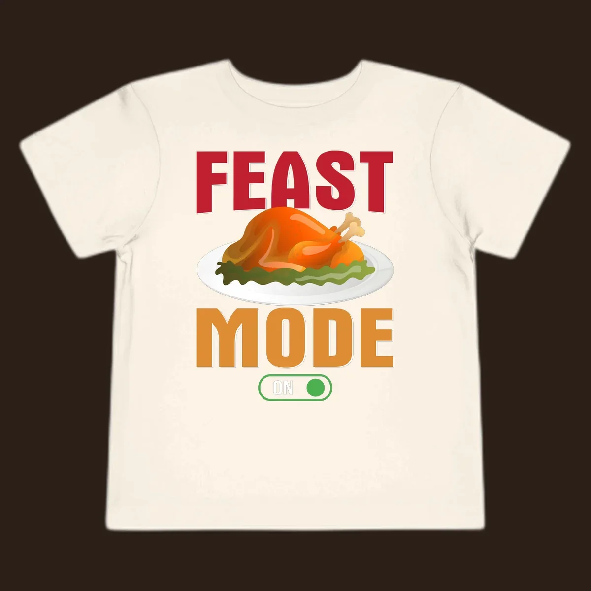 Feast mode on turkey graphic with text for Thanksgiving.