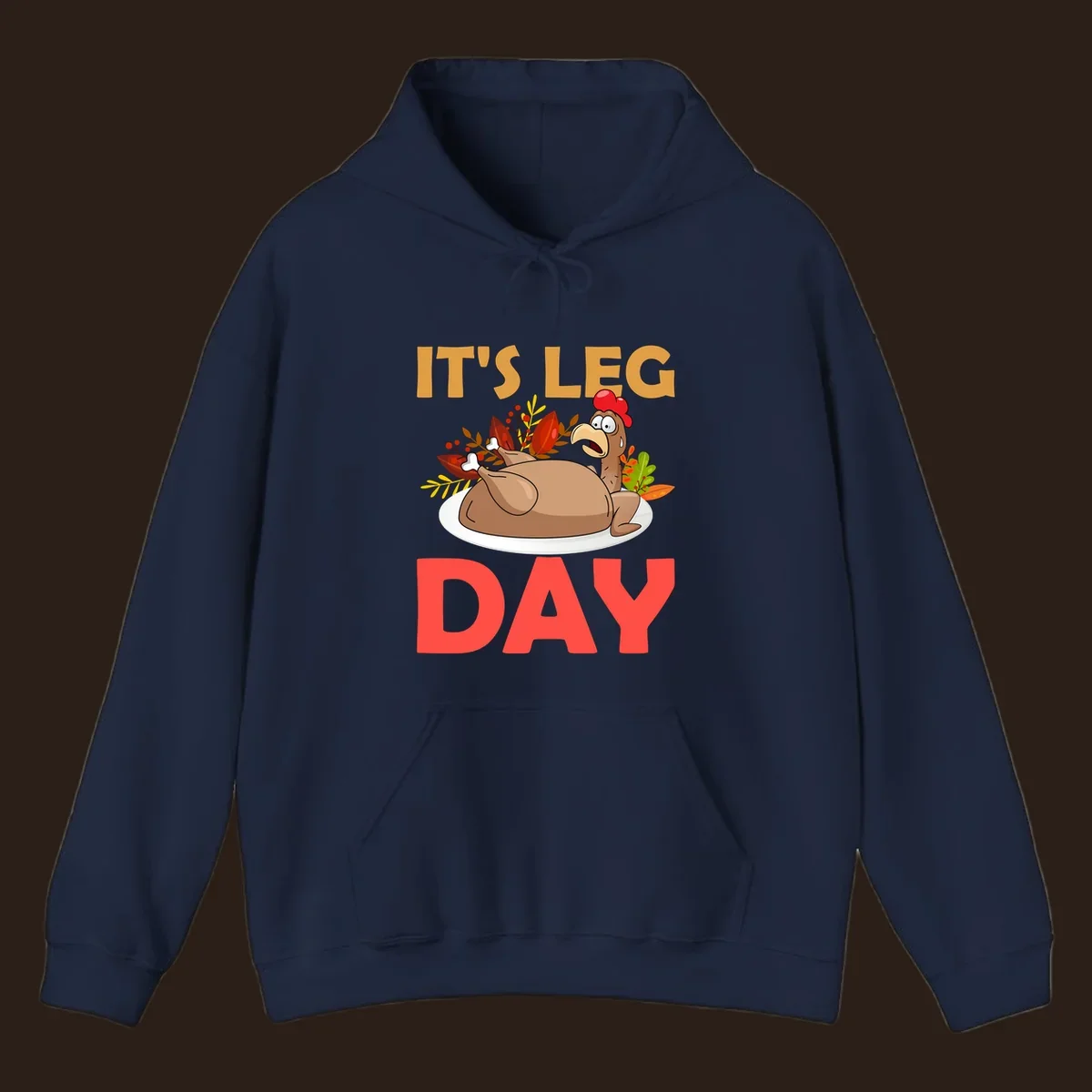 Humorous turkey leg day illustration with text, for Thanksgiving shirts.