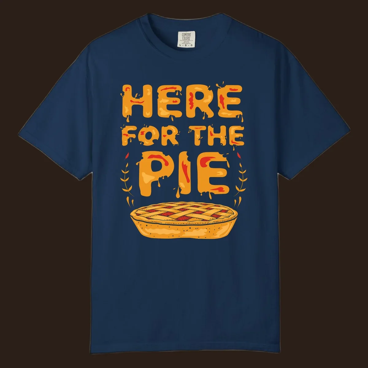 Here for the pie text and illustration of a pie. holiday dessert phrase.