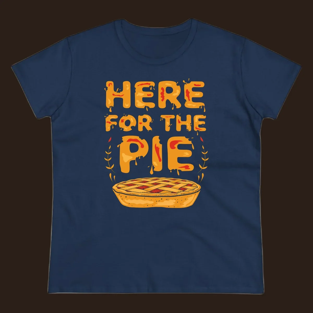 Here for the pie text and illustration of a pie. holiday dessert phrase.