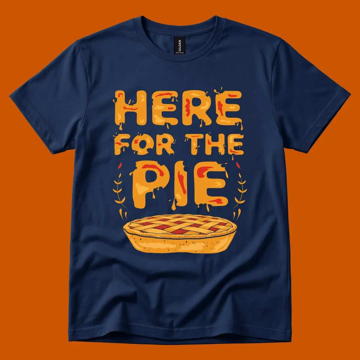 Here for the pie text and illustration of a pie. holiday dessert phrase.